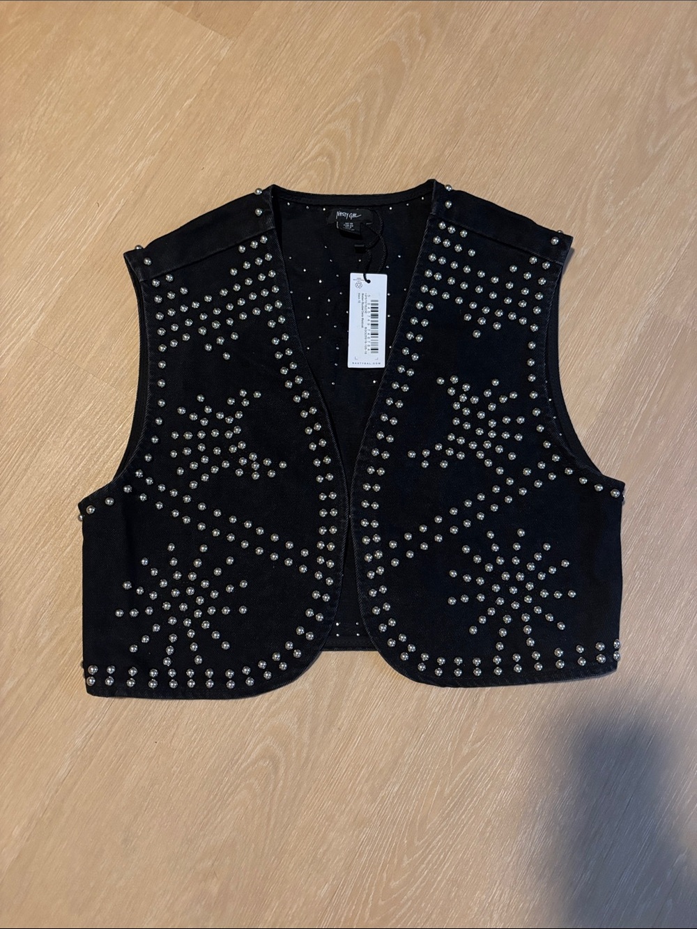 NWT Nasty Gal Western Studded Denim Waistcoat size 6